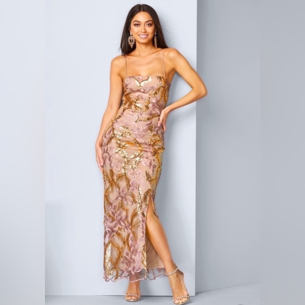 NWT Venus Dress, Blush Pink with Gold Sequin Detail, Women’s Size 16
